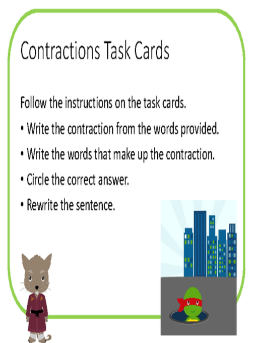 Title details for Ninja Turtles Contraction Task Cards by Teaching my Two - Wait list